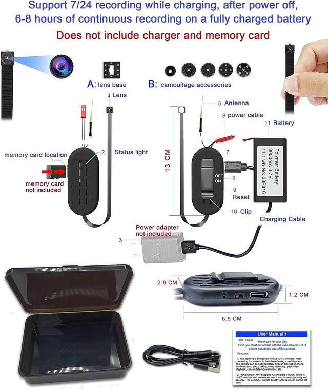 Alt view image 6 of 7 - 5G Wi-Fi Cameras, DIY Cameras, Self-Battery Cameras, Micro Cameras, Small Cameras, Action Cameras, Mini Cameras, Security Cameras, Web Cameras, Live Streaming Cameras.