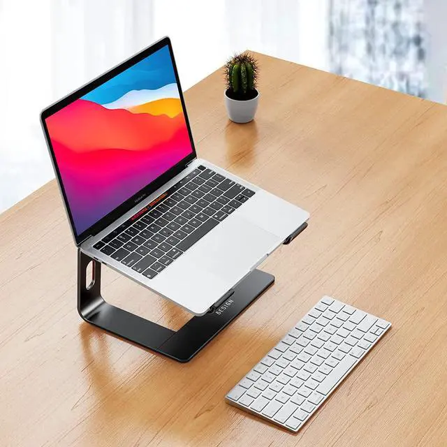 Alt view image 2 of 7 - LS03 Aluminum Laptop Stand Ergonomic Detachable Computer Stand Riser Holder Notebook Stand Compatible with Air Pro  HP  More 10-15.6 Laptops Black