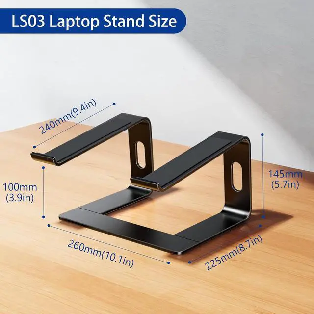 Alt view image 4 of 7 - LS03 Aluminum Laptop Stand Ergonomic Detachable Computer Stand Riser Holder Notebook Stand Compatible with Air Pro  HP  More 10-15.6 Laptops Black
