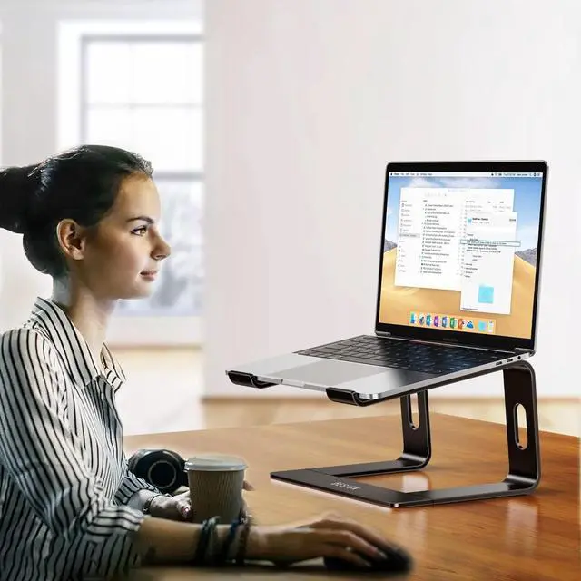 Alt view image 7 of 7 - LS03 Aluminum Laptop Stand Ergonomic Detachable Computer Stand Riser Holder Notebook Stand Compatible with Air Pro  HP  More 10-15.6 Laptops Black