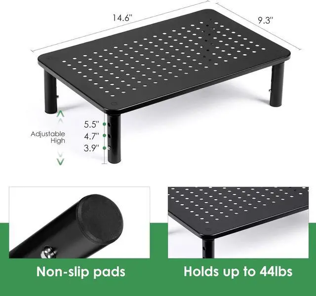 Alt view image 2 of 7 - DOLALIKE 2 Pack Desktop Riser, 3 Height Adjustable Monitor stands for 2 Monitors, PC, Computer, Printer, iMac, Desktop Monitor Stand with Ventilated Platform for Airflow