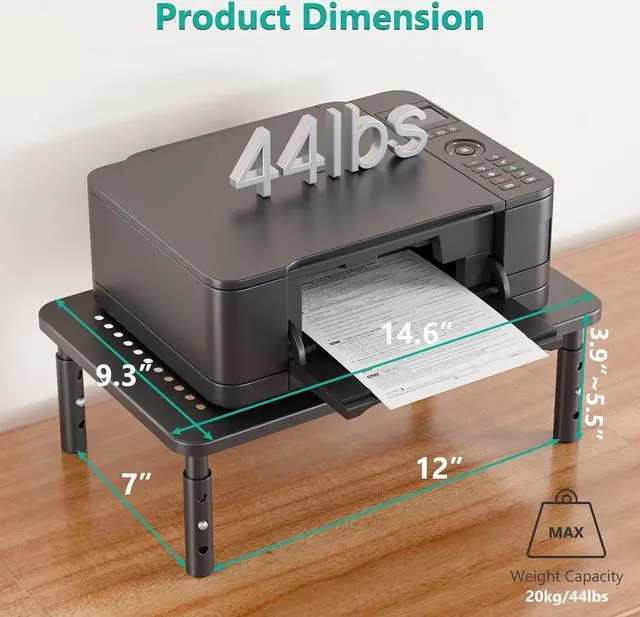 Alt view image 3 of 7 - WALI Dual Monitor Stand for Desk, Desk Monitor Riser 3 Height Adjustable, Laptop Riser with Airflow Vents, Desk Organizer for Computer, Laptop, Printer, Notebook (STT003-2), 2 Pack, Black