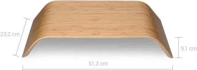 Alt view image 4 of 6 - kalibri Wood Monitor Stand Riser - Computer Desk Holder Desktop Dock Wooden Mount Display for PC TV Screen Notebook Laptop - Bamboo