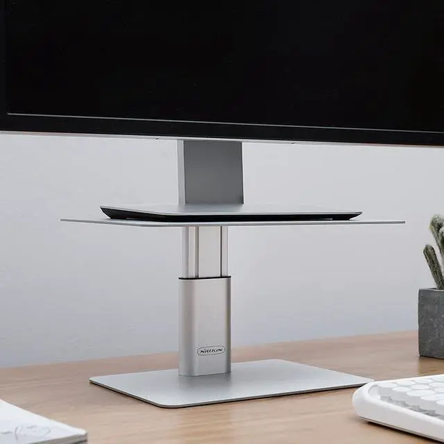 Alt view image 6 of 7 - Monitor Stand Riser Adjustable Height - Computer Monitor Stand for Desk Ergonomic Aluminum Computer Desk Holder for iMac MacBook  HP and other Screen Displays Silver