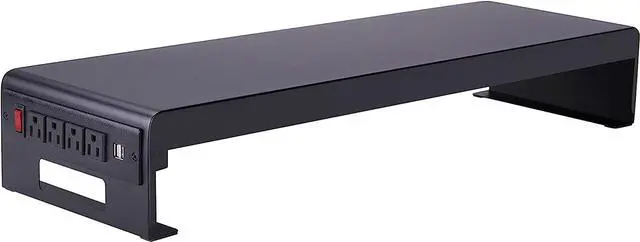 Main image of Rocelco 30" Premium Dual Monitor Stand with AC Power Supply & USB 2.0 Charging | Metal Laptop TV PC Riser Shelf with Keyboard Mouse Storage and Cable Management | Black (R DMS)