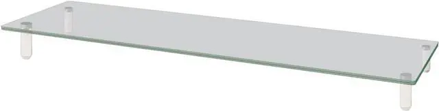 Main image of Kantek Desktop Glass Dual Computer Monitor Stand Riser, 8mm Tempered Glass Platform, Holds 2 Monitors Up to 60 Lbs, Keyboard Storage, 39.4" X 10.2" X 3.25", Clear