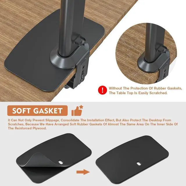 Alt view image 2 of 7 - Hemudu Monitor Mount Reinforcement Plate for Thin, Glass and Other Fragile Tabletop, Universal Steel Bracket Plate Fits Most Monitor Stand C Clamp Installation HD05B-001