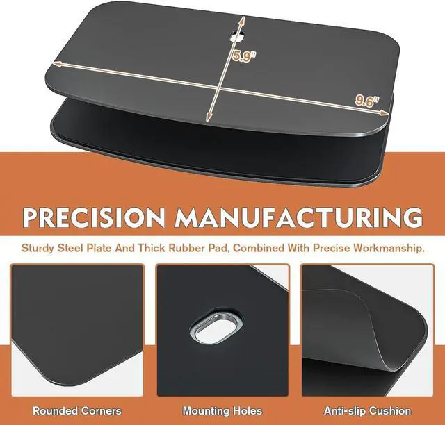 Alt view image 4 of 7 - Hemudu Monitor Mount Reinforcement Plate for Thin, Glass and Other Fragile Tabletop, Universal Steel Bracket Plate Fits Most Monitor Stand C Clamp Installation HD05B-001