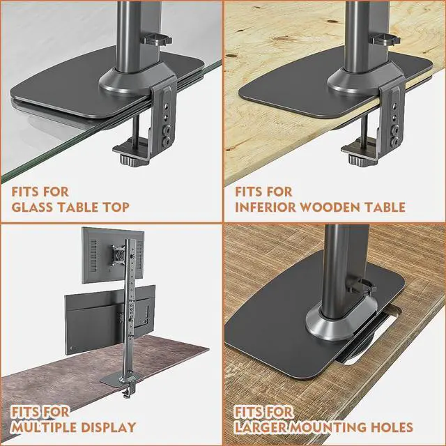 Alt view image 7 of 7 - Hemudu Monitor Mount Reinforcement Plate for Thin, Glass and Other Fragile Tabletop, Universal Steel Bracket Plate Fits Most Monitor Stand C Clamp Installation HD05B-001