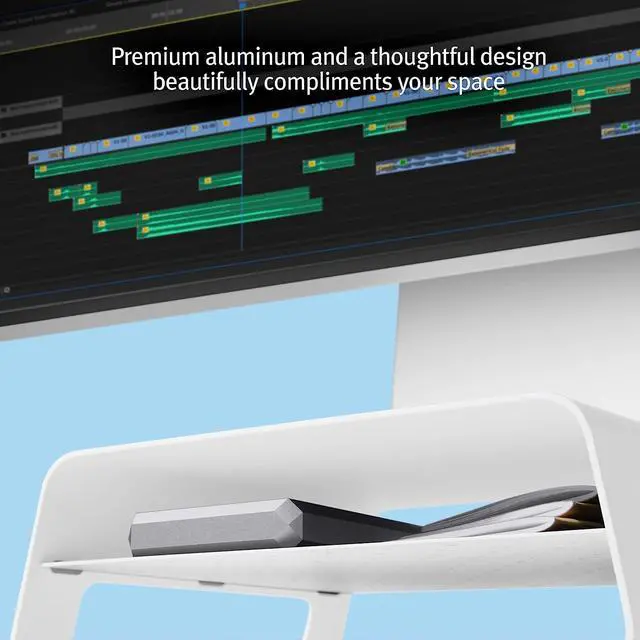 Alt view image 3 of 7 - Twelve South Curve Riser Monitor Stand | Ergonomic Desktop Stand with Storage Shelf for iMac and Displays, Matte White