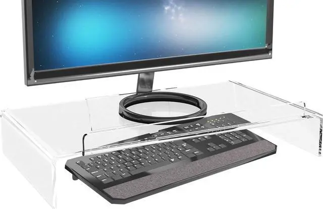 Alt view image 4 of 4 - Kantek Acrylic Computer Monitor Stand with Keyboard Storage, Holds up to 50 Pounds, 21.25" x 11.9" x 3.4", Clear