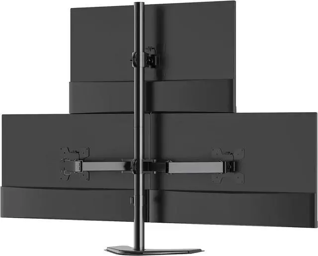 Main image of WALI Triple Monitor Stand, Free Standing Three Monitor Desk Mount Fully Adjustable, Fits 3 Screens up to 27 inch, 22 lbs Weight Capacity per Arm (MF003S), Black