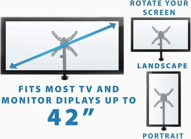 Alt view image 3 of 7 - Mount-It! UltraWide Monitor Mount and TV Desk Mount | Heavy-Duty Height and Tilt Adjustable Monitor Stand for Screens up to 42" | VESA 75x75mm  200x200mm