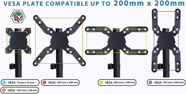 Alt view image 7 of 7 - Mount-It! UltraWide Monitor Mount and TV Desk Mount | Heavy-Duty Height and Tilt Adjustable Monitor Stand for Screens up to 42" | VESA 75x75mm  200x200mm