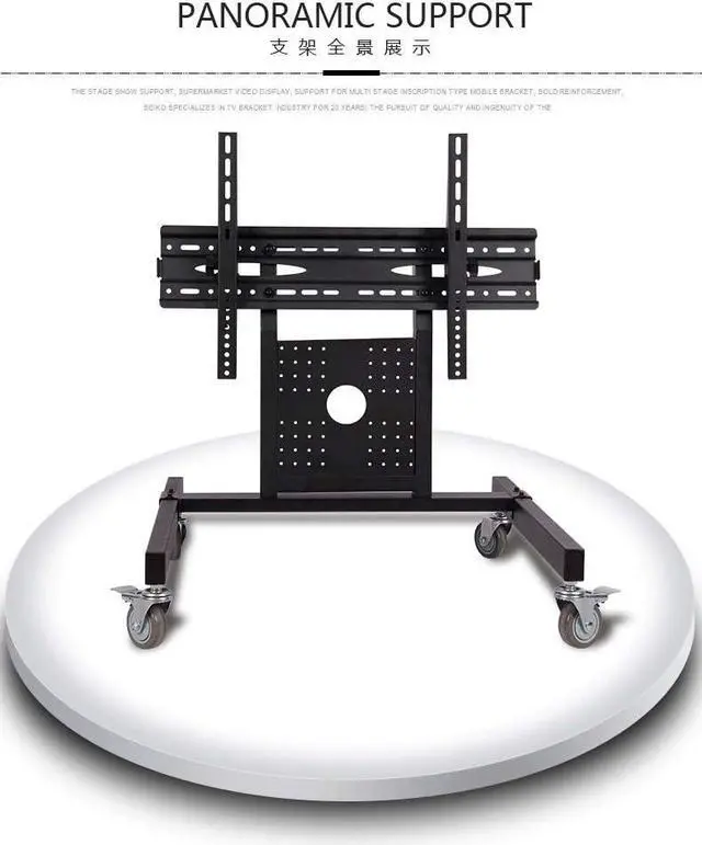 Alt view image 2 of 3 - Rolling TV Mount with Wheel for 32-65 inch Flat Curved Screen TV, LED LCD, 45° Adjustable Viewing Angle,Low Height Mobile TV Stand, Monitor Floor Stand Cart, Conferences, Exhibitions, HomeOffice