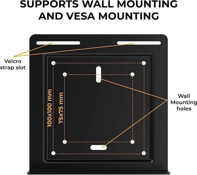Alt view image 3 of 7 - HumanCentric Universal Wall and VESA Mount, Adjustable Strap for Small Computers, UPS Units, Cable Boxes, Modems and Other Electronic Devices, Mounts on The Wall or Back of a Computer Monitor