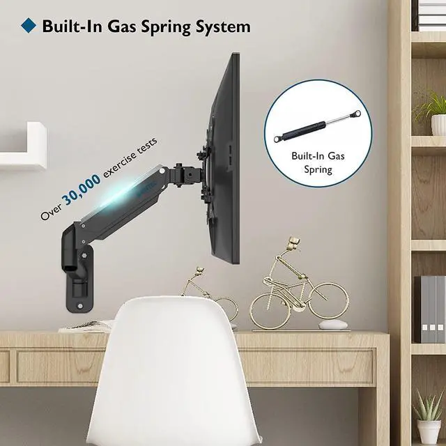 Alt view image 3 of 7 - BONTEC Monitor Wall Mount Bracket for 13 to 42 Inch Screens, Gas Spring Arm Wall Mount, Height Adjustable Articulating Single Arm Wall Stand with VESA Extended Arm Up to 22.2 Inch, Max VESA 200x200