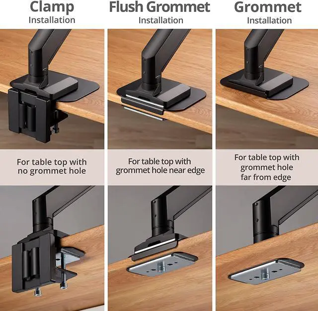 Alt view image 3 of 7 - AVLT Adjustable Reinforcement Plate Bracket Mount for Fragile Tabletop - Supports Monitor Stand with C Clamp Or Grommet Installation - Black