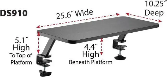 Alt view image 2 of 7 - Kantek Ergonomic Mounted Computer Monitor Riser Stand, Floating Desk Shelf, Clamp On Base, 25.6" X 10.2" X 5.1", Black