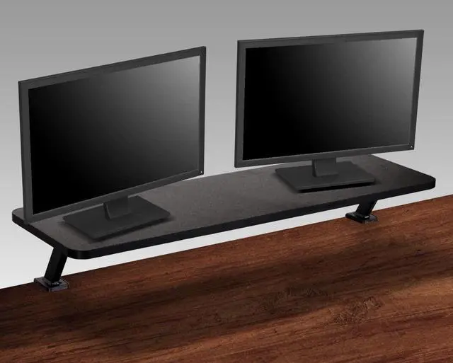 Alt view image 3 of 7 - Kantek Ergonomic Mounted Computer Monitor Riser Stand, Floating Desk Shelf, Clamp On Base, Extra-Wide, 39.4" X 10.2" X 5.1", Black