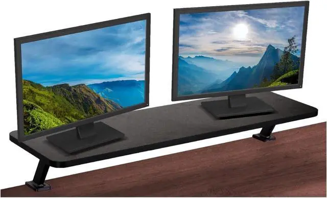 Alt view image 6 of 7 - Kantek Ergonomic Mounted Computer Monitor Riser Stand, Floating Desk Shelf, Clamp On Base, Extra-Wide, 39.4" X 10.2" X 5.1", Black