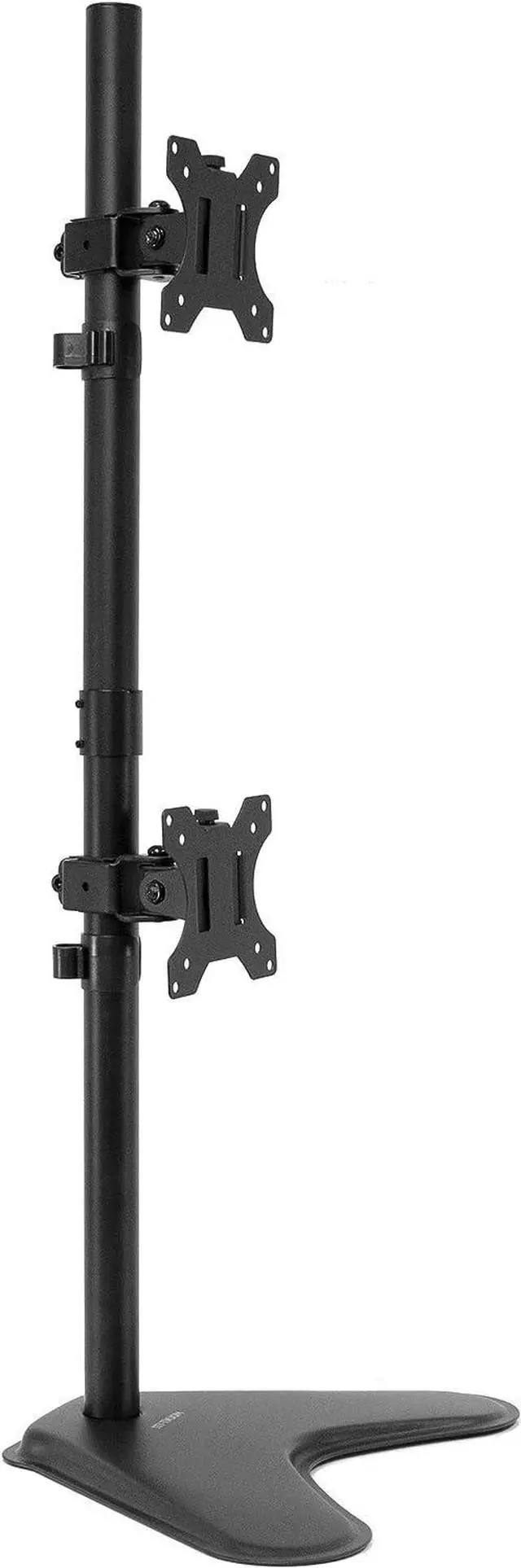 Alt view image 4 of 7 - Mount-It! Vertical Dual Monitor Stand Stacked Monitor Free Standing Desk Mount Height Adjustable Tilt Swivel Rotate Ergonomic Riser VESA Compatible for Two Screens 13 to 32 Inches Black