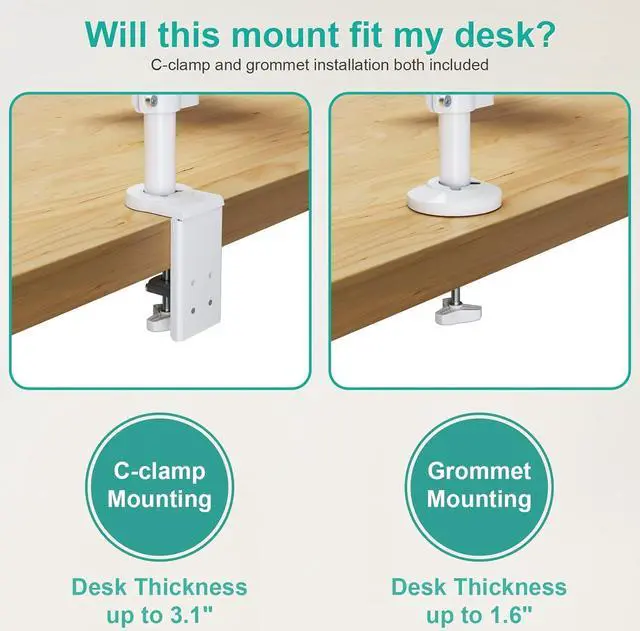 Alt view image 6 of 7 - WALI Monitor Laptop Mount Stand, Laptop Gas Spring Arm Mount, Laptop Tray up to 15.6 inch, Monitor up to 32 inch, 17.6lbs (GSDM002LPW), White