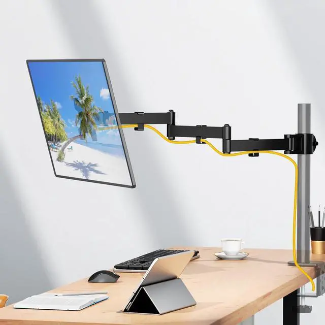 Alt view image 5 of 6 - WALI Single Monitor Arm, Universal 3 Tier Arm Fully Adjustable Pole Mount Bracket for WALI Monitor Mounting System (001ARMXL), Black