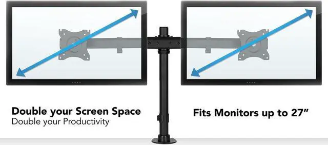 Alt view image 4 of 7 - Mount-It! Dual Monitor Mount | Double Monitor Desk Stand Arm | Fits 2 Computer Screens 17 19 20 21 22 24 27 Inch | Two VESA 75 100 Compatible Displays | C-Clamp and Grommet Bases Included