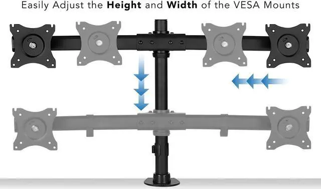 Alt view image 5 of 7 - Mount-It! Dual Monitor Mount | Double Monitor Desk Stand Arm | Fits 2 Computer Screens 17 19 20 21 22 24 27 Inch | Two VESA 75 100 Compatible Displays | C-Clamp and Grommet Bases Included