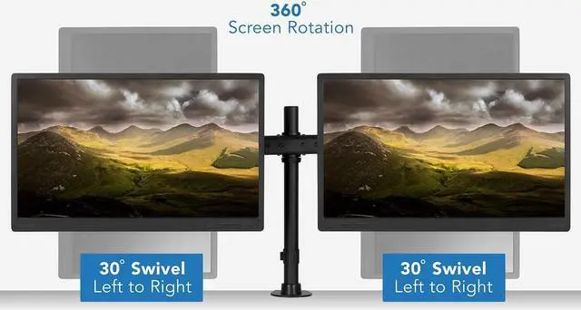 Alt view image 7 of 7 - Mount-It! Dual Monitor Mount | Double Monitor Desk Stand Arm | Fits 2 Computer Screens 17 19 20 21 22 24 27 Inch | Two VESA 75 100 Compatible Displays | C-Clamp and Grommet Bases Included