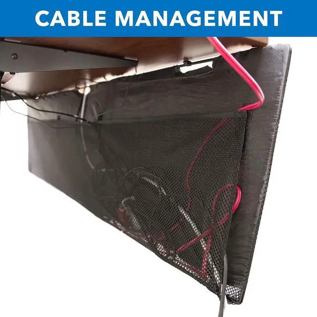 Alt view image 6 of 7 - MOUNT-IT! Under Desk Privacy Panel for Sit Stand Workstations [41 Inches Wide], with Cable Management and Organizer Pockets, Modesty Desk Skirt for Home and Office (Black)