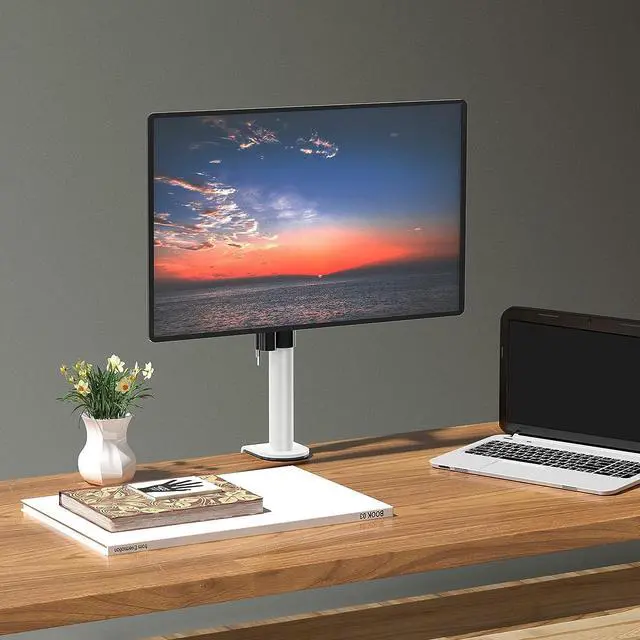 Alt view image 2 of 7 - WALI Single Monitor Mount for 1 Computer Screen up to 32 inch, Fully Adjustable Monitor Arm Holds up to 22 lbs (M001S-W), White