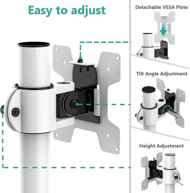 Alt view image 5 of 7 - WALI Single Monitor Mount for 1 Computer Screen up to 32 inch, Fully Adjustable Monitor Arm Holds up to 22 lbs (M001S-W), White