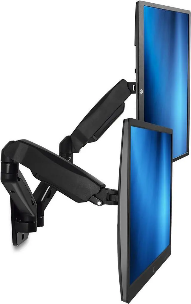 Alt view image 2 of 7 - Mount-It! Dual Monitor Wall Mount - 2 Monitor Wall Mount Arms - Full Motion Adjustable Computer Monitor Wall Mount with Articulating Arms for up to 27" Screens with 75 or 100 VESA Patterns