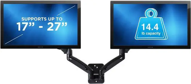 Alt view image 4 of 7 - Mount-It! Dual Monitor Wall Mount - 2 Monitor Wall Mount Arms - Full Motion Adjustable Computer Monitor Wall Mount with Articulating Arms for up to 27" Screens with 75 or 100 VESA Patterns