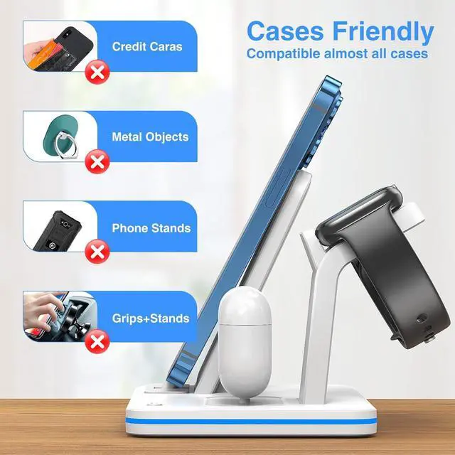 Alt view image 5 of 6 - iPhone Charger Stand,QI Fast 3 in 1 Charging Station,Charging Dock for Apple iPhone 14/13/12/11/11pro/11pro Max/X/XS/XR/Xs Max/8/8 Plus,iWatch Series, AirPods 1/2/3/Pro