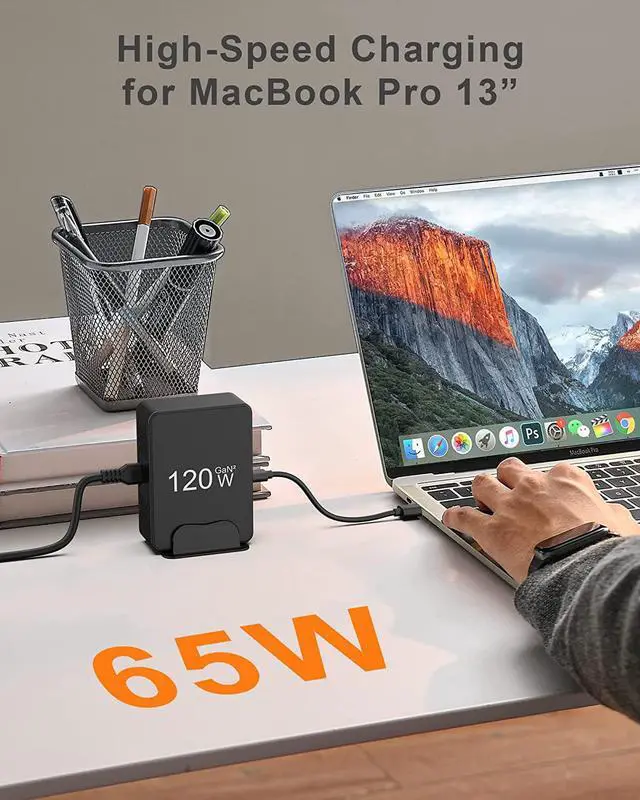 Alt view image 2 of 7 - Binamao 120W USB Charging Station, 6-Port USB C Charger GaN USB Charger Station for Multiple Devices, USB Charging Hub 3 Type C & 3 USB-A for MacBook iPad iPhone 14 13 12 11 Pro Galaxy Android Laptop