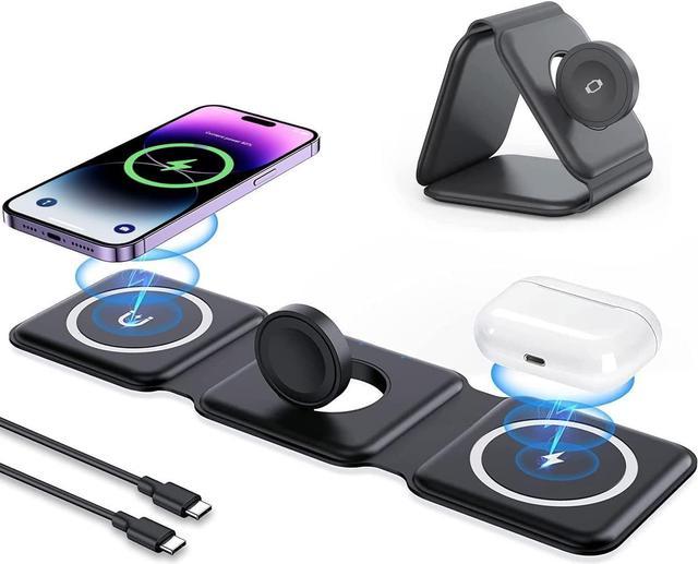 Wireless Charging Station, 3 in 1 Foldable Fast Wireless Charger