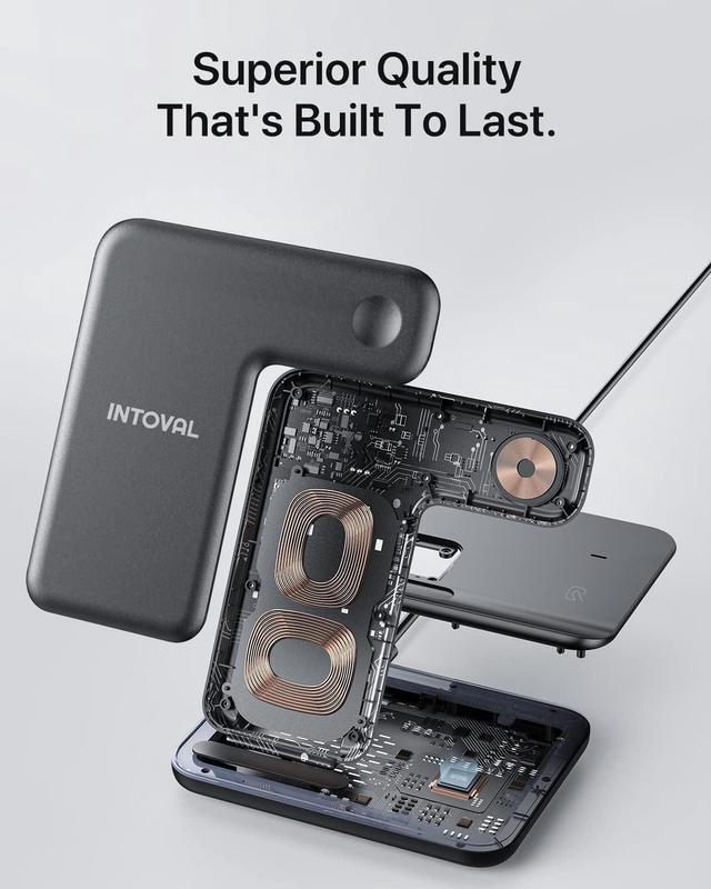 Alt view image 4 of 6 - Intoval Charging Station for Apple iPhone/iWatch/Airpods, 3 in 1 Wireless Charger for iPhone 14/13/12/11/XS/XR/XS/X/8, iWatch 8/Ultra/7/6/SE/5/4/3/2, Airpods Pro2/Pro1/3/2/1 (Z5,Black)