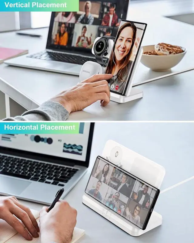 Alt view image 6 of 6 - ZUBARR Wireless Charging Station for Samsung 3 in 1 Wireless Charger for Galaxy Z Flip 4/3 Z Fold 4 S22 S21 S20 Note20 Compatible with Samsung Watch Charger for Galaxy Watch 5/4/3, Galaxy Buds, White