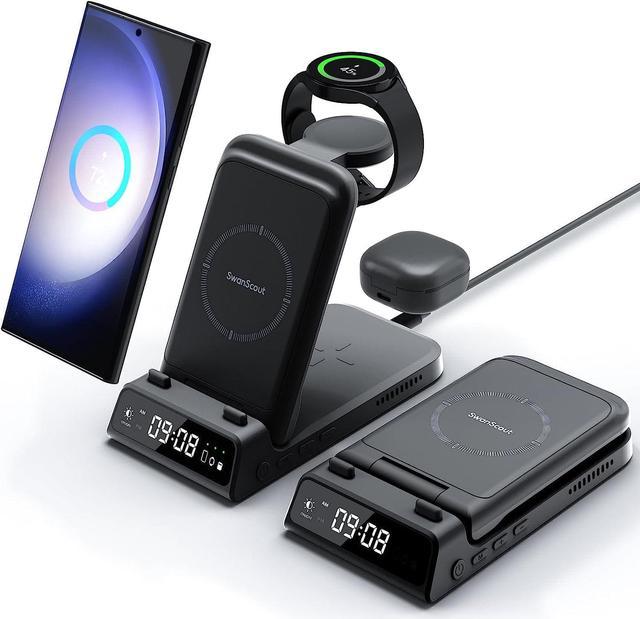 SAMSUNG Electronics Wireless Charger Trio, Qi Compatible Charge up to Devices at Once for Galaxy Phones, Buds, Watches, and Apple iPhone Devices