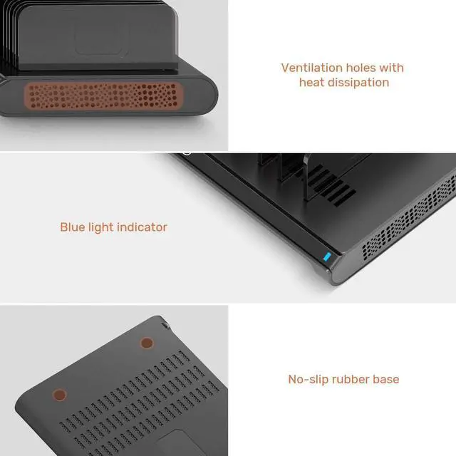 Alt view image 6 of 7 - 10 Port USB Charging Station, Charging Station for Multiple Device with Adjustable Dividers, Compatible with iPhone, iPad Air/Mini, Samsung Galaxy, LG stylo, Google Pixel, Kindle, Black (60W(10*A))