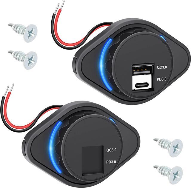 12V USB Outlet 2PCS, USB C Outlet Socket, 2023 Upgraded Dual PD3.0 and QC3.0