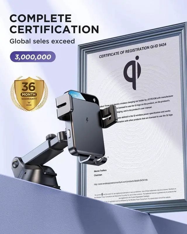 Alt view image 7 of 7 - JOYROOM Wireless Car Charger,15W Qi Fast Charging Car Charger Phone Holder Mount, Auto-Clamping Alignment Windshield Dashboard Air Vent Cell Phone Holder for iPhone 15 Pro Max/15 Pro, Galaxy S24 etc