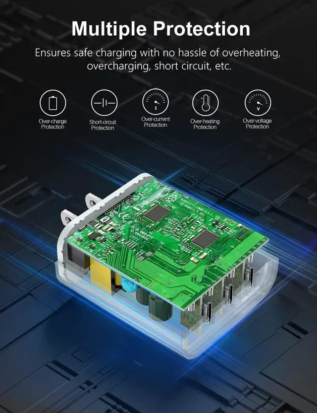 Alt view image 4 of 7 - USB C Charger, Amoner 35W iPhone Charger, 3-Port Type C Wall Charger with PD 3.0 Power Delivery Adapter for iPhone 16/16 Pro/15/14/13/12/11/SE/XS, Galaxy, Pixel 4/3 and More