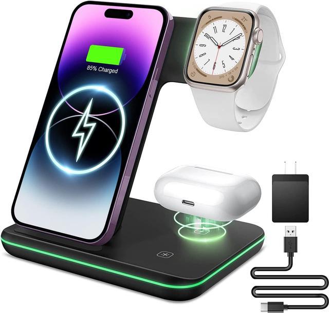 CAVN 3 in 1 Wireless Charger Station with QC3.0 Adapter Compatible