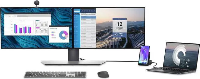 Alt view image 5 of 7 - Dell Dual Charge Dock HD22Q - Fabric Wrapped Charging Stand, Type-C Connector, Qi Enabled Charging, Wake-on-Dock, Smartphone Rest, Power Button LED - Magnetite