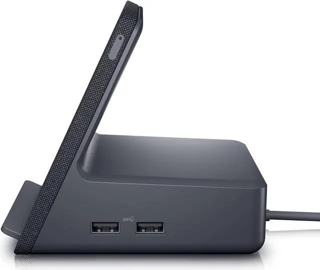 Alt view image 7 of 7 - Dell Dual Charge Dock HD22Q - Fabric Wrapped Charging Stand, Type-C Connector, Qi Enabled Charging, Wake-on-Dock, Smartphone Rest, Power Button LED - Magnetite