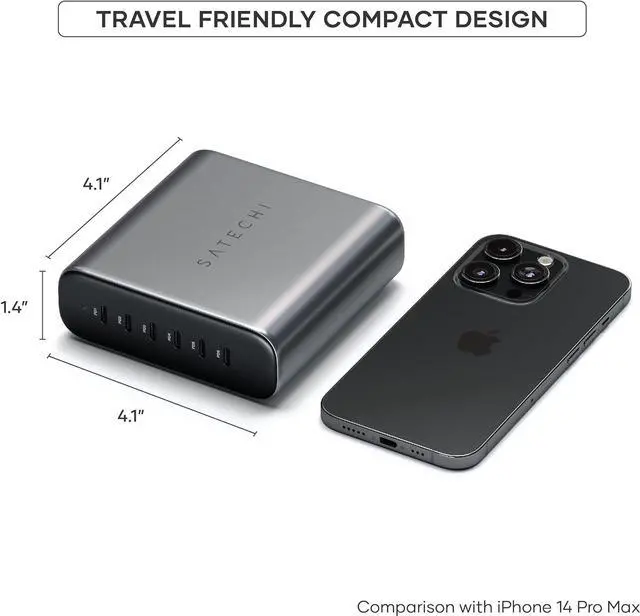 Alt view image 7 of 7 - Satechi 200W 6-Port GaN Charging Station  2X 140W USB C and 4X USB C, Fast Charging Travel Charger for Multiple Devices, Apple and Most Thunderbolt Devices